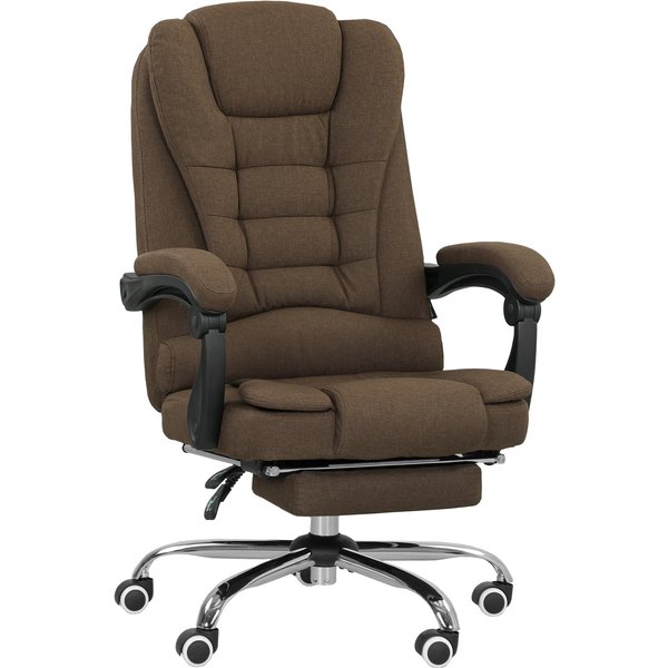 Vinsetto Fauteuil De Bureau Avec Hauteur RéGlable, Dossier Inclinable, Repose-Pied Et Accoudoirs RembourréS, Marron-image