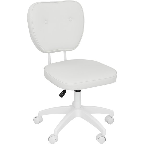 Vinsetto Drehstuhl aus PU-Kunstleder mit höhenverstellbarer armloser Belastung von 120 kg für Studium Schlafzimmer 46x59x82-92 cm Weiß Aosom