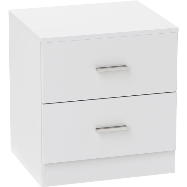 Homcom Table De Chevet Avec 2 Tiroirs PoignéE En Alliage D'aluminium Style Contemporain 45 X 39,5 X 49 Cm Blanc-image