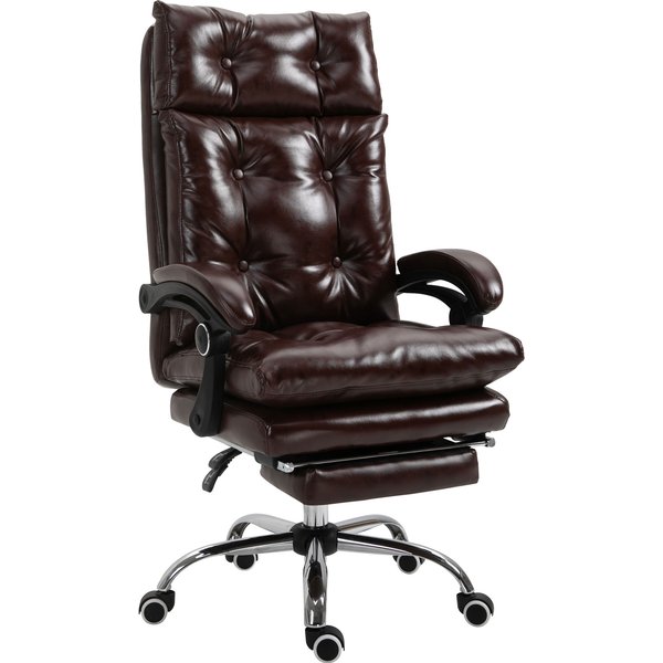Vinsetto Fauteuil De Bureau Chaise De Bureau Ergonomique Avec Hauteur RéGlable Dossier Inclinable Repose-Pied RéTractable Marron-image