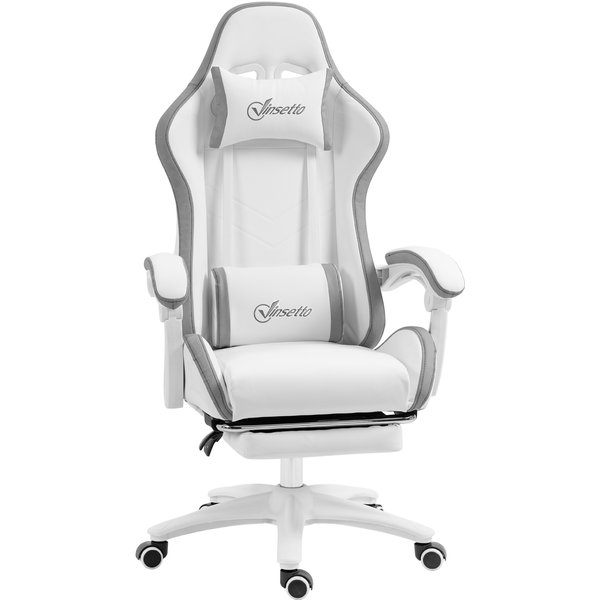 Vinsetto Chaise Gaming Fauteuil Gaming Ergonomique Avec Dossier Inclinable à 135° Et Soutien Lombaire, 65 X 65 X 121-129 Cm Blanc-image