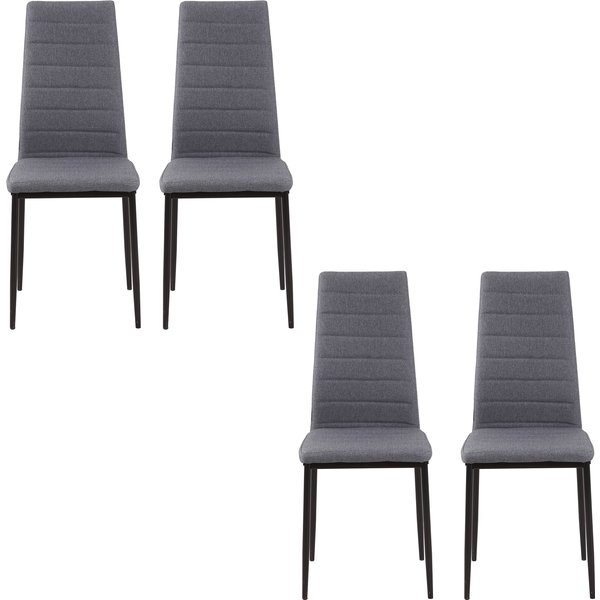 HOMCOM Set von 4 Esszimmerstühlen, gepolsterte Küchenstühle mit hoher Rückenlehne, Metallbeinen und Leinenbezug, für Wohnzimmer, Schlafzimmer, Küche, Grau Aosom