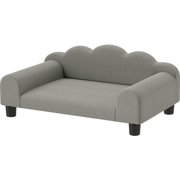PawHut Hundesofa für Kleine Hunde mit Armlehnenstütze, Hundesofa aus Holz und French Terry Stoff, 66x42x28,5 cm, Grau Aosom