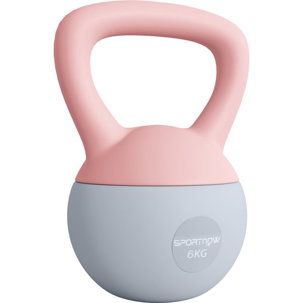 SPORTNOW 6KG Soft Kettlebell, Kettlebell with Non-Slip Handle for Home Gym, Weight Lifting, Strength Training, Pink/Grey