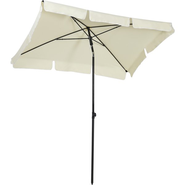 Outsunny Aluminium Sun Parasol, Garden Patio Umbrella with Tilt Mechanism, 2M x 1.25M, Cream White | Aosom Ireland