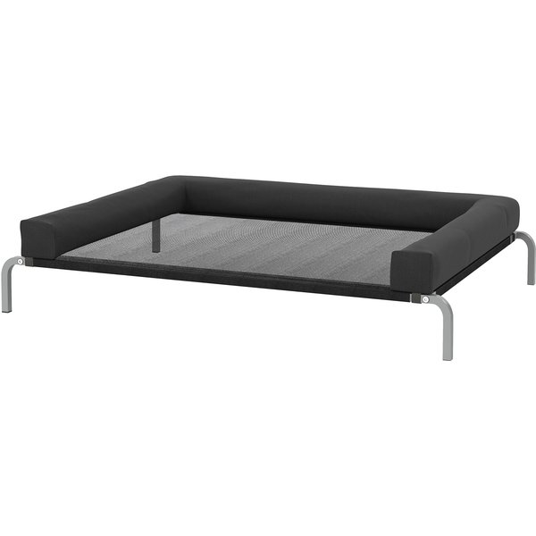 PawHut Erhöhtes Hundebett zur Erfrischung, tragbares Hundeliegen für drinnen und draußen, mit U-förmigem Kissen, atmungsaktives Mesh, bissfest, 130 x 90 x 30 cm, Schwarz Aosom