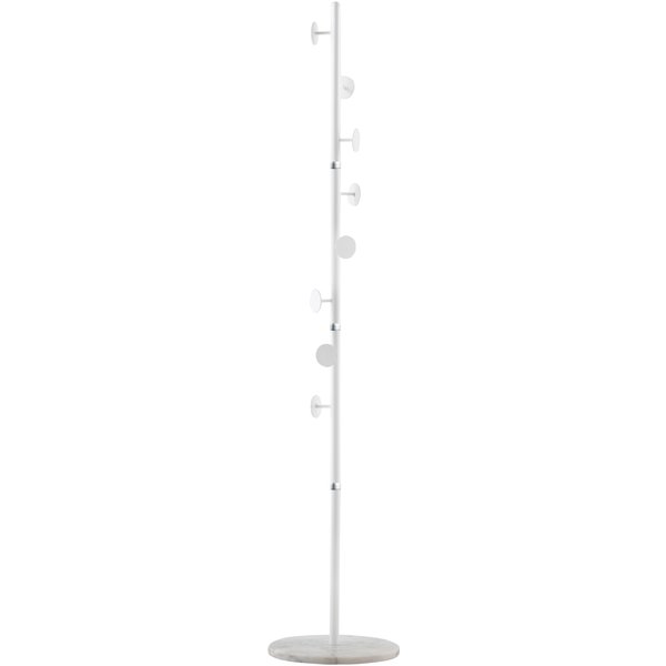 HOMCOM Albero Kleiderständer mit 8 Haken und rundem Marmorsockel, Bodenstehender Kleiderständer aus Stahl und Marmor, 35x35x170 cm, Weiß Aosom