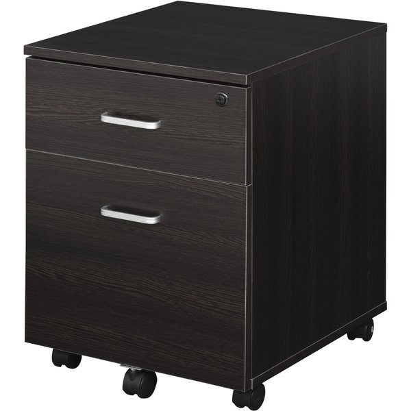 Vinsetto Büroschublade Schubladenschrank für Schreibtisch aus Holz, 2 Schubladen, Schloss mit 2 Schlüsseln, Schwarz, 40x45x55,6cm Aosom