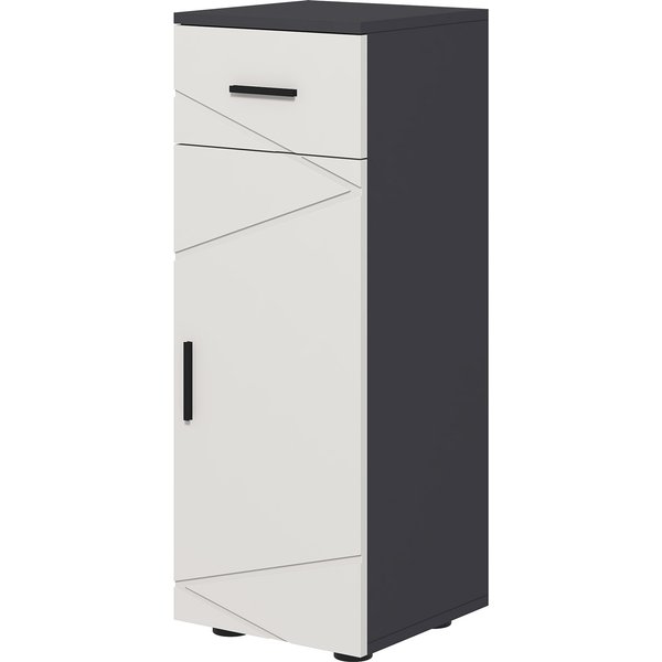 kleankin Badezimmerschrank mit Schublade und 2 Verstellbaren Schrankfächern, Holz Badezimmermöbel, 30x30x82 cm, Grau Aosom