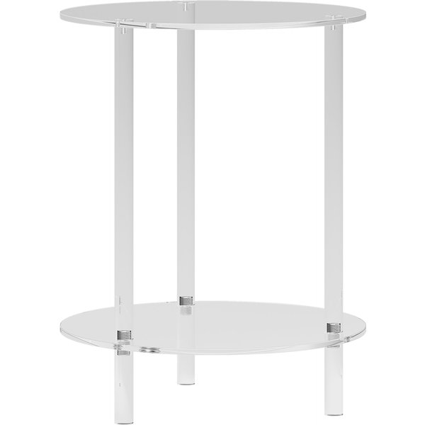 HOMCOM Niedriger Runder Tisch mit 2 Ebenen für den Innenbereich, Acryl Beistelltisch, Ø40x50 cm, Transparent Aosom