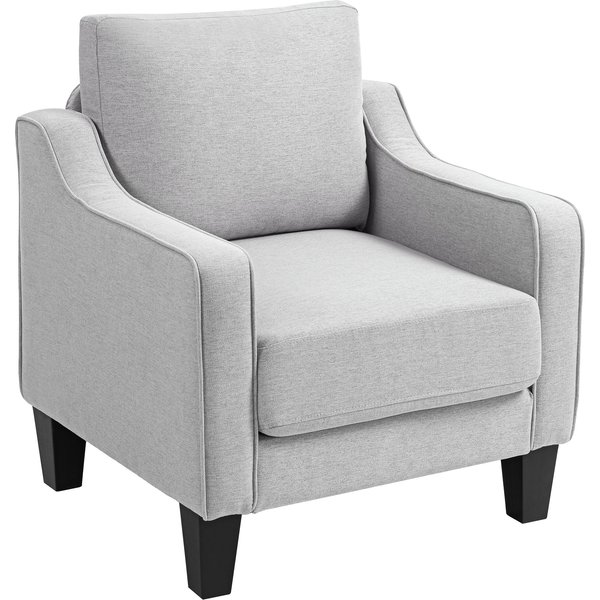 HOMCOM Moderne Sessel für Wohnzimmer, Lesesessel aus Stoff mit Armlehnen, Dicker Polsterung und Taschenfederkern, für Zuhause, Büro und Studium, 77x77x86 cm, Hellgrau Aosom