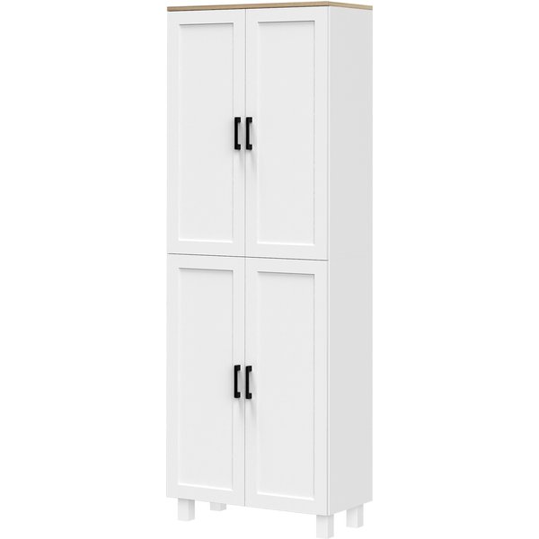 HOMCOM Küchenschrank Buffet Küchenschrank Geschirrschrank Aufbewahrungsschrank modernes Design mit 4 Türen und verstellbaren Regalen, 60 x 30 x 170,5 cm, weiß Aosom