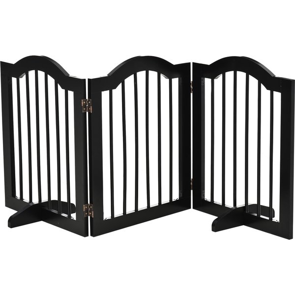 PawHut Freestanding Dog Gate, Wooden Foldable Pet Fence, Safety Barrier for House Doorway Stairs, with Support Feet, Small, Black | Aosom Ireland