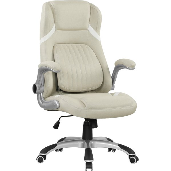Vinsetto Linen-Look Office Chair, with Adjustable Height, Scratch-Resistant Treatment and Tension - Beige Aosom UK
