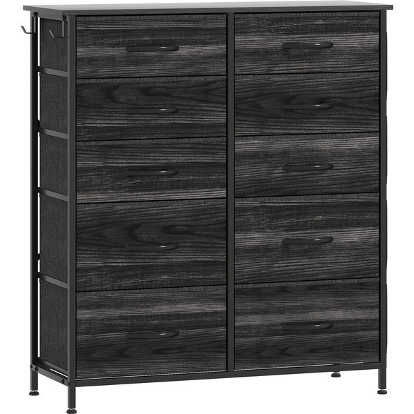 HOMCOM Chest of Ten Fabric Drawers - Black | Aosom Ireland