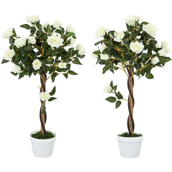 Outsunny Arbre Artificiel, Plante Artificielle Dans Un Pot En Ciment, Plante Artificielle-image