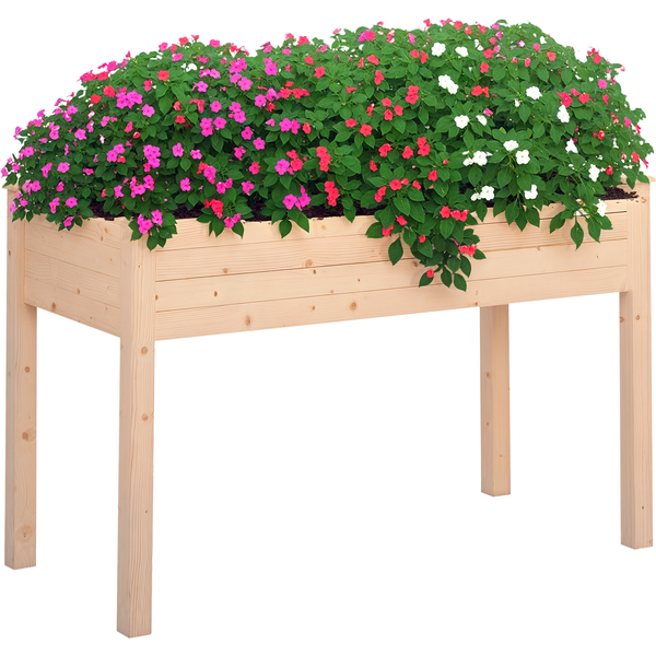 Outsunny Potager SuréLevé Bois JardinièRe Sur Pieds Plantation Fleur LéGume Plante Tissu Non Tissé Inclus IdéAl Pour Terrasse Cour Jardin Sapin-image