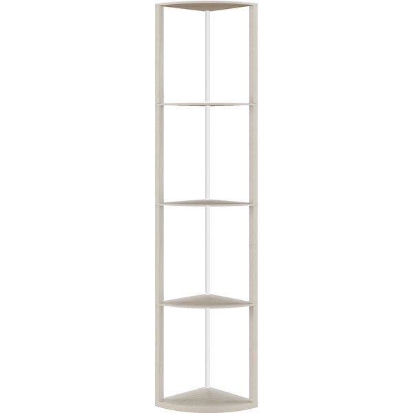 HOMCOM RGB LED Floor Lamp with Shelves, 4-Tier Dimmable Standing Lamp with Remote Control for Living Room Bedroom Office, Oak