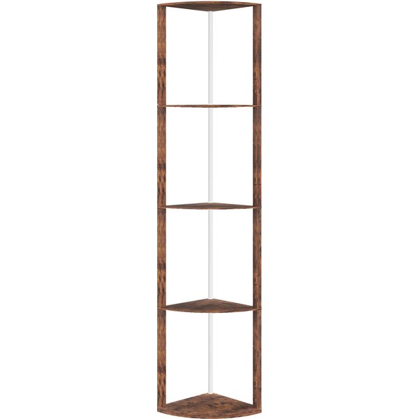 HOMCOM RGB Standing Lamp with Shelves, LED Floor Lamp with Multiple Lighting Modes, LED Floor Lamp with Remote Control, Rustic Brown Aosom UK