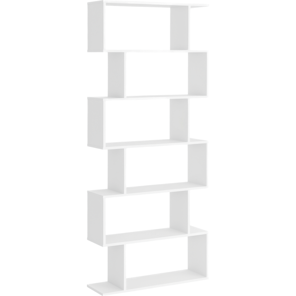 Homcom BibliothèQue ÉTagèRe Design Zig Zag Contemporain 6 Niveaux Blanc Aosom France-image