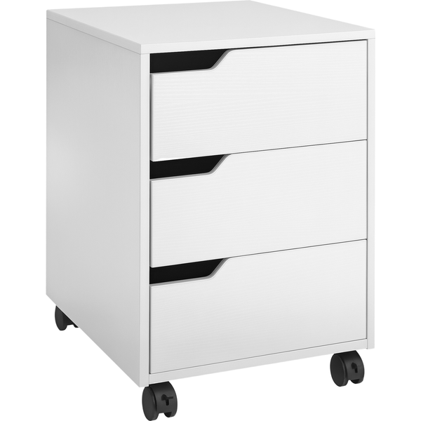 Homcom Caisson De Bureau Caisson De Rangement Mobile 3 Tiroirs Coulissants Roulettes Avec 2 Freins Mdf 40 X 50 X 57,5 Cm Blanc-image