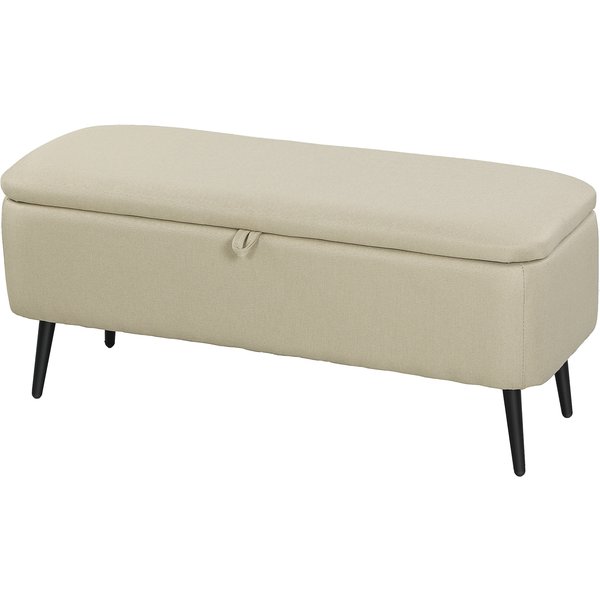 HOMCOM Aufbewahrungshocker Aufbewahrungsbank mit Leinenpolsterung, klappbarer Deckel und Stahlbeinen für Schlafzimmer Wohnzimmer Eingangsbereich Traglast 150 kg 101x38,5x44,5 cm Beige Aosom