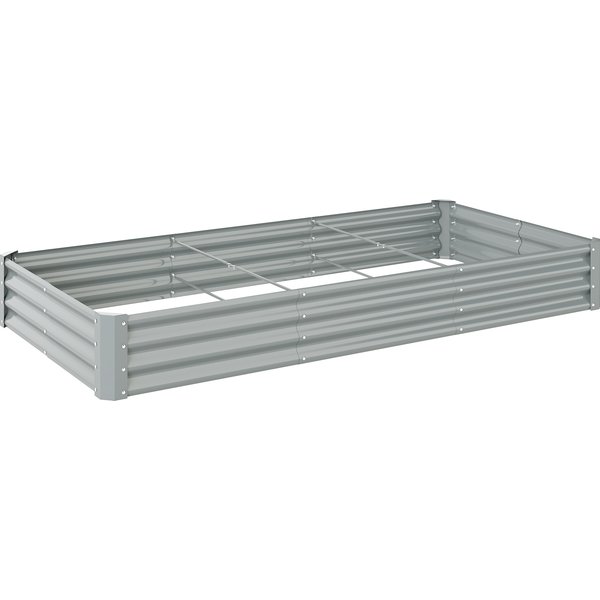 Outsunny 240 x 120cm Galvanised Steel Open Planter - Silver