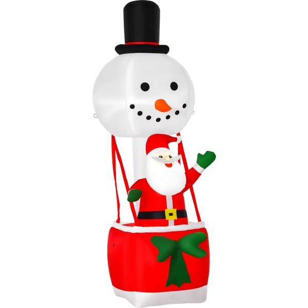 HOMCOM 2.5m Christmas Inflatable Decoration with Santa Claus on Snowman Hot Air Balloon, Blow Up Xmas Decor for Outdoor Indoor Home Garden Family Prop | Aosom Ireland