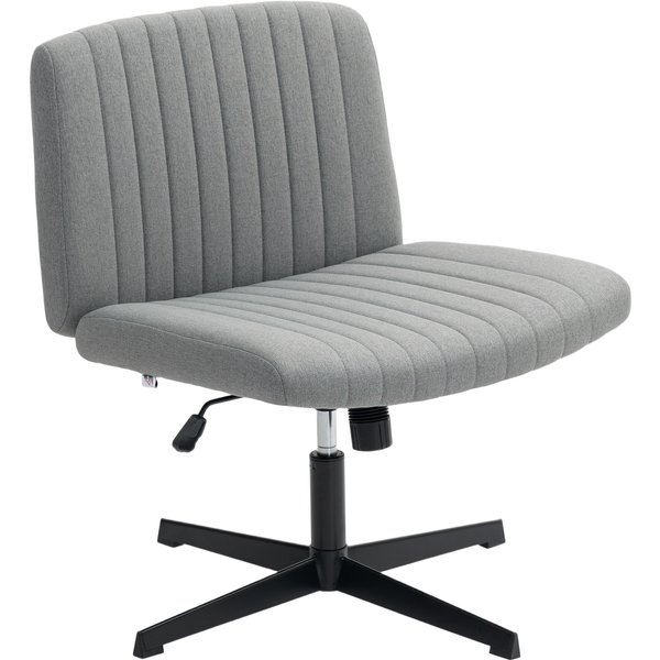 Homcom Chaise De Bureau Sans Accoudoirs Chaise De Bureau à Bascule Avec Jambes CroiséEs SièGe Large Et Hauteur RéGlable Gris-image