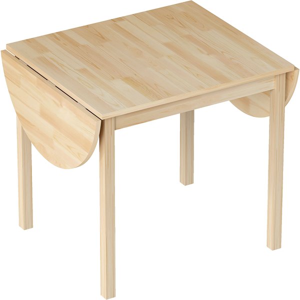 HOMCOM 4-6 Person Wooden Drop-Leaf Table - Natural Finish