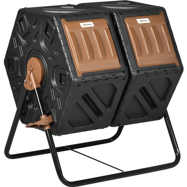 Outsunny 130L Double Chamber Composter - Black