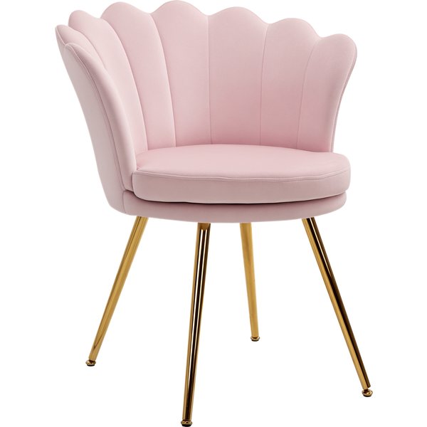 Homcom Fauteuil Coquillage Fauteuil Rose Fauteuil De Salon Chaise En Velours-image