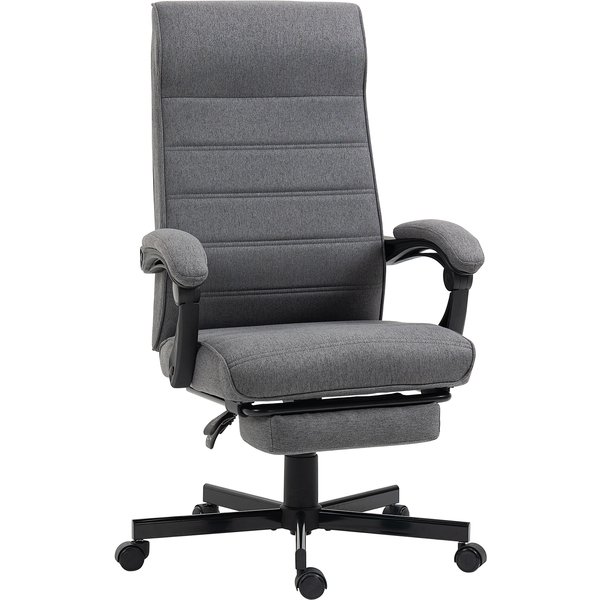 Vinsetto Fauteuil Inclinable Tissu Lin Accoudoirs Ajustables Confort SupéRieur Gris Aosom France-image
