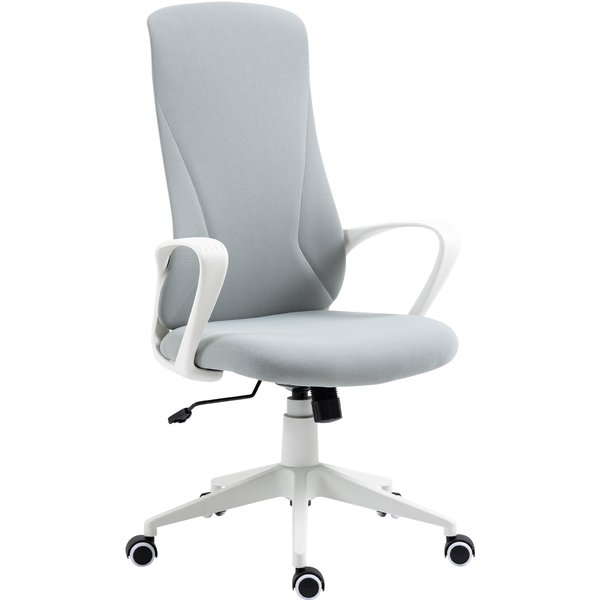 Vinsetto Fauteuil De Bureau Ergonomique Avec Accoudoirs Et Roulettes - Fonction Inclinaison Et Hauteur RéGlable - Gris Clair-image