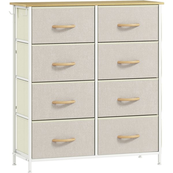 HOMCOM Chest of Eight Fabric Drawers - Beige | Aosom Ireland