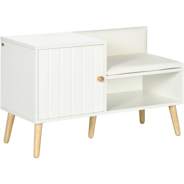 Homcom Banc à Chaussures Avec Placard Niche Surface En RevêTement SynthéTique 80 X 33 X 49 Cm Blanc-image