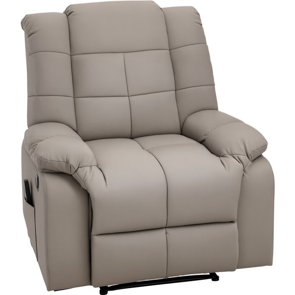 Homcom Fauteuil De Relaxation Et SièGe Massant De Luxe - Dossier Inclinable, Repose-Pied RéGlable, RevêTement SynthéTique, Gris Aosom France-image
