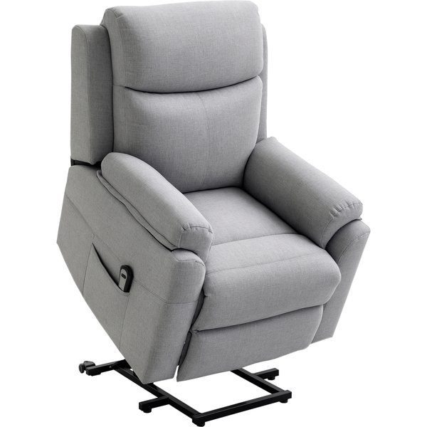 Homcom Fauteuil De Relaxation éLectrique Fauteuil Releveur Inclinable Avec Repose-Pied Ajustable Et TéLéCommande Gris Clair Chiné-image