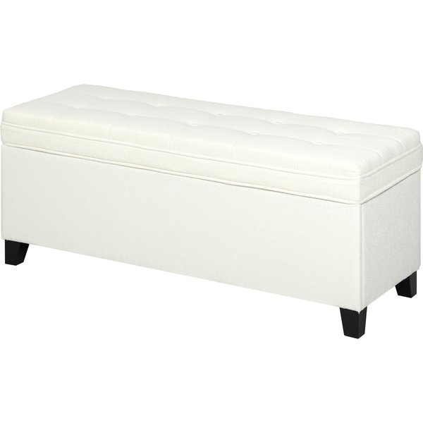 HOMCOM Aufbewahrungsbank 112L Sitzbank mit gepolsterter Sitzfläche aus Leinenstoff, für Wohnzimmer, Schlafzimmer, Eingangsbereich, 120 x 40 x 48 cm, Creme Aosom