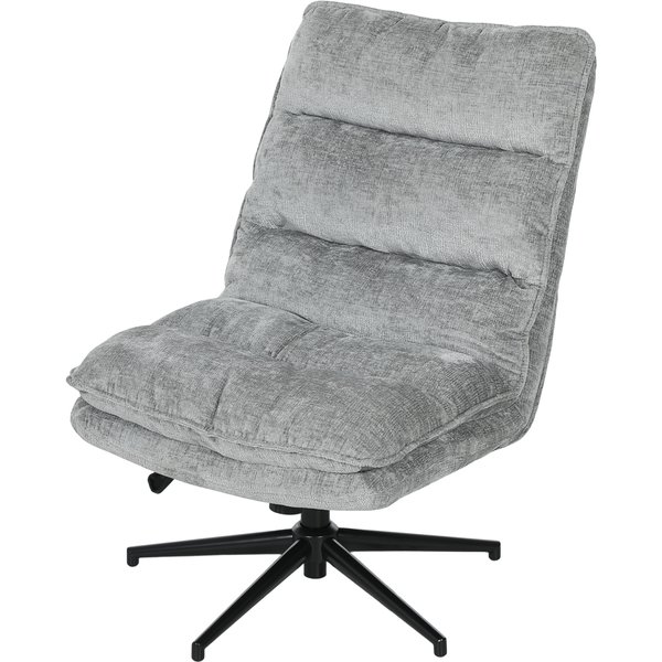 Homcom Chaise Pivotante Sans Accoudoirs, Chaise De Bureau RembourréE Avec RevêTement En Tissu Doux, RéGlable En Hauteur, Pieds En Acier, Gris-image