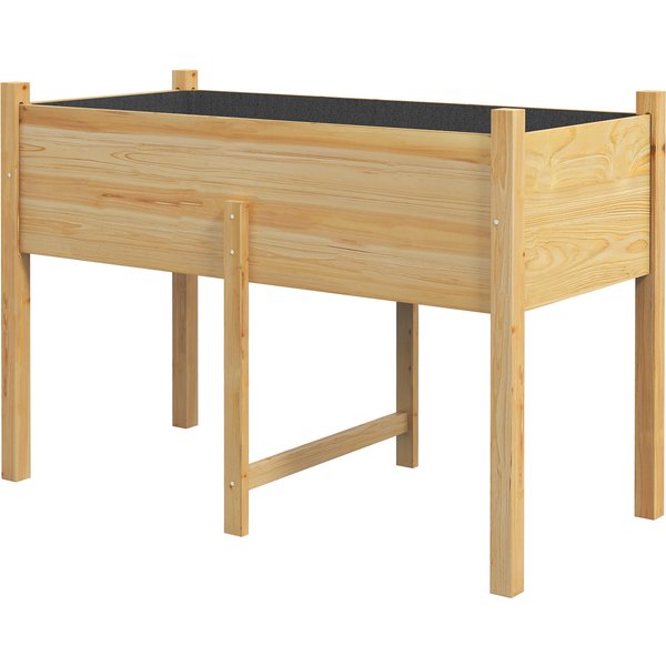 Outsunny Potager SuréLevé Avec 2 Trous De Drainage Et Sac En Tissu Non Tissé, En Bois De Sapin, 115X55X80 Cm-image