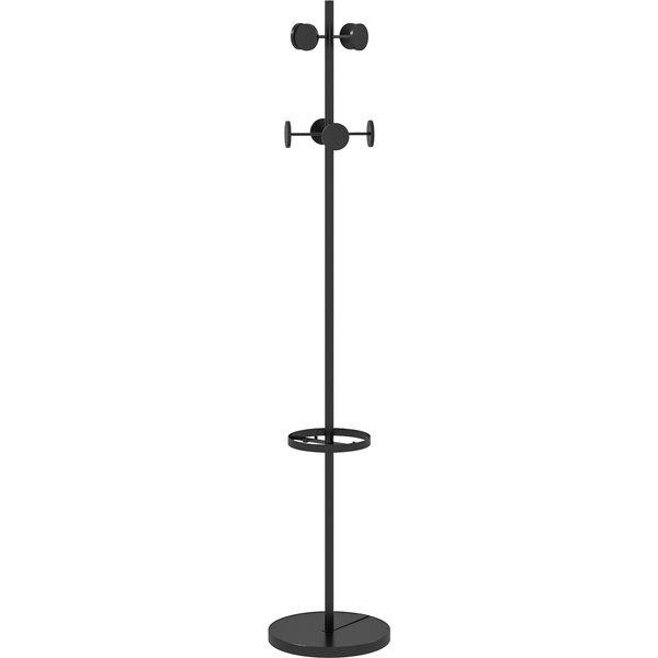 Homcom Porte-Manteau Sur Pied Avec Porte-Parapluie Et 8 Crochets à Disque En MéTal Ø34 X 177 Cm, Noir-image