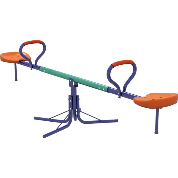 Outsunny BalançOire à Bascule Pour Enfants 3-8 Ans Avec Rotation à 360°, En Acier Et Pp, 192X60X60 Cm-image