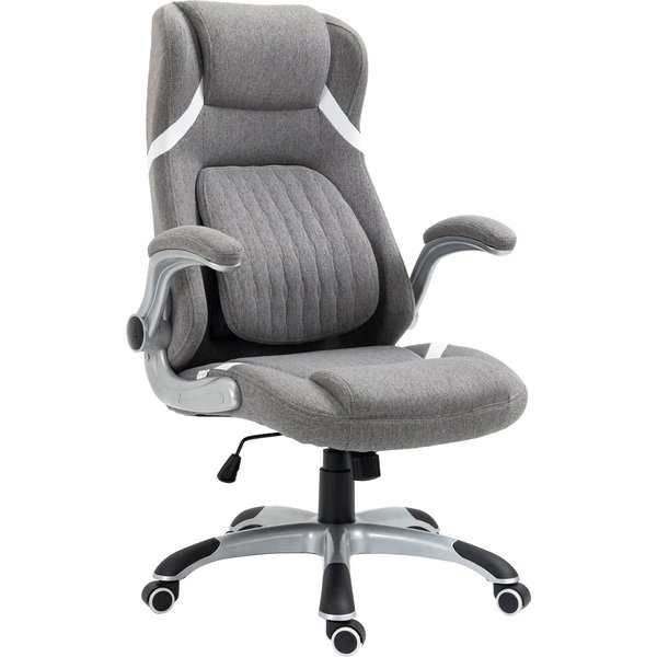 Vinsetto Chaise De Bureau Inclinable En Tissu Respirant Et Acier Avec Hauteur RéGlable, 68X76X109-117 Cm-image