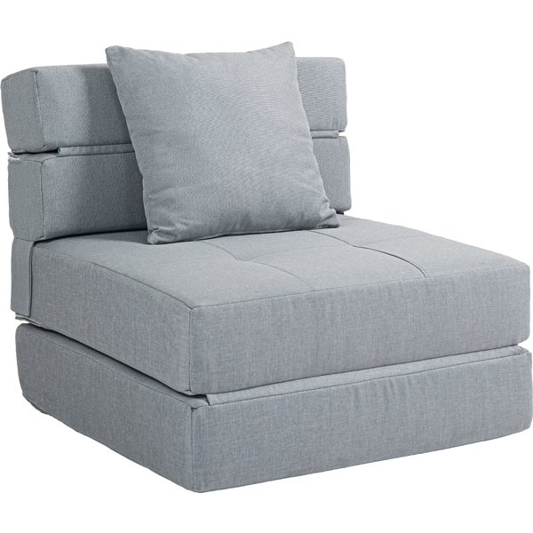 Homcom Fauteuil Relax Avec Fonction Lit, Incl. 1 Coussin, 70 Cm X 70 Cm X 61 Cm, Gris Clair-image