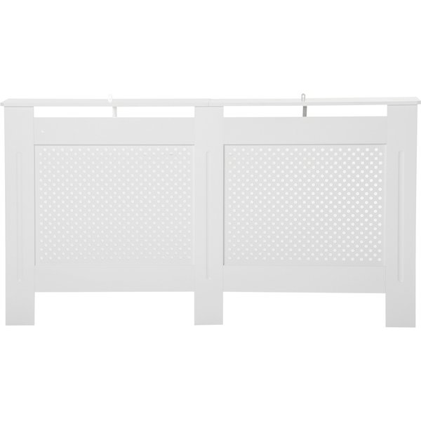 Homcom Cache-Radiateur En Bois Mdf, Couverture De Radiateur Moderne Avec ÉTagèRe SupéRieure LaquéE Blanc, 151,5X82X19 Cm-image