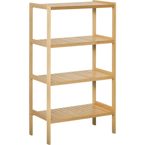Outsunny BibliothèQue ÉTagèRe 4 Niveaux Bambou Salon Chambre Bureau ÉPuréE Aosom France-image