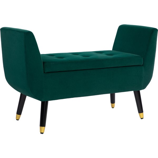 Homcom Banquette RembourréE Avec Rangement, Accoudoir, Polyester Similicuir, Bois De Caoutchouc, 107 X 42 X 65 Cm, Vert-image