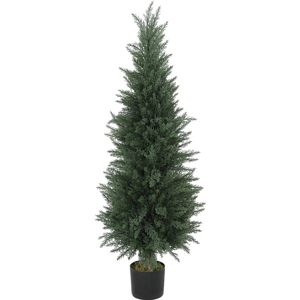 Homcom Plante Artificielle De CyprèS, 638 Feuilles En Plastique, Avec Pot, RéSistant Aux Uv, Vert-image