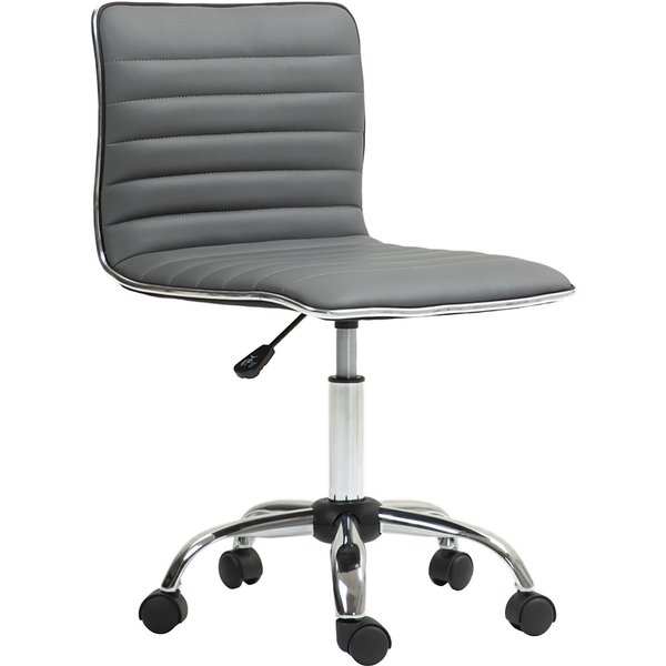 Homcom Chaise De Bureau Ergonomique En Cuir Pu Avec Hauteur RéGlable, Assise Pivotante Et Roulettes, Gris Foncé-image